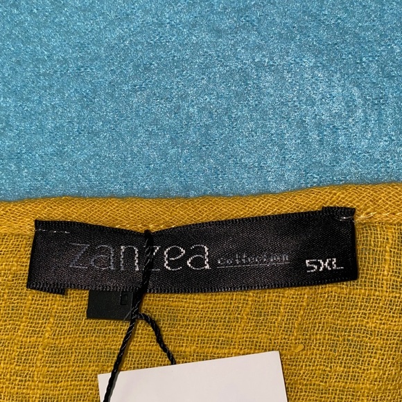 ZANZEA COLLECTION gauze pull over long sleeve chest pockets mustard NWT size 5X - Picture 6 of 10